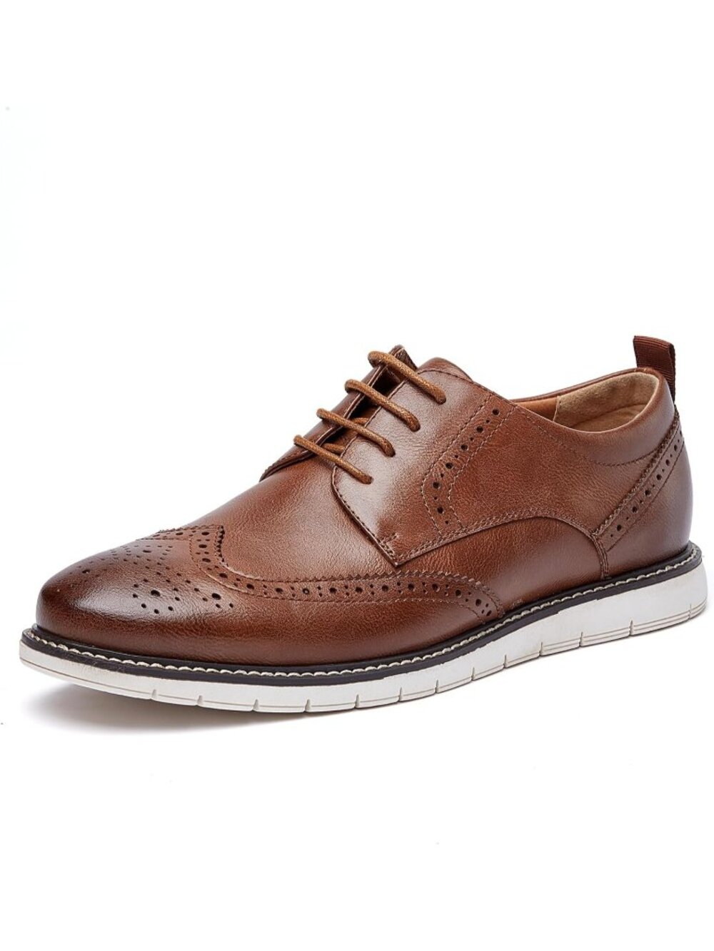 Men's Brown Wingtip Casual Leather Lace Up Fit Brogue Oxford Office Dress Shoes